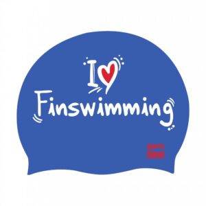 I ❤ Finswimming čepice BornToSwim® - Modrá